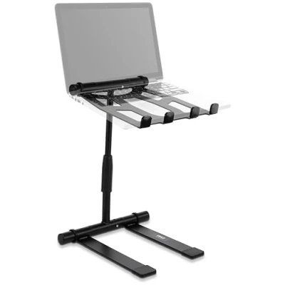 Image of PYLE Portable Folding Laptop Stand Standing Table with Adjustable Angle, Foldable Height and Four Prong Anti Slip Tray for iPad, Tablet, DJ Mixer, Workstation, Gaming Home Use PLPTS55, Black