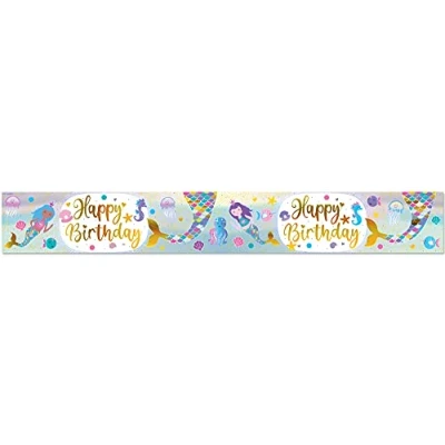 Image of Oaktree 625730 9ft Banner Shimmering Mermaid Birthday Iridescent