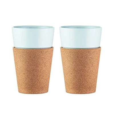 Image of Bodum Pack of 2 Porcelain Cork Headband, White, Ceramic, Liège, Blanc, 0,3 L
