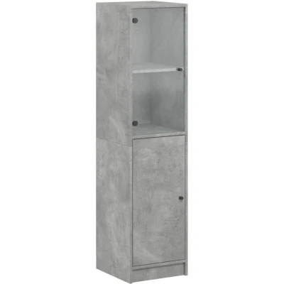 Image of vidaXL Highboard with Glass Door Concrete Grey 35x37x142 cm