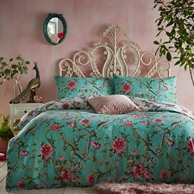 Image of furn. Vintage Chinoiserie Duvet Cover and Pillowcase Set, Jade, Super King