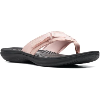 Image of Clarks Women&#039;s Breeze Sea Flip Flop, Blush Synthetic/Black Sole, 5 UK