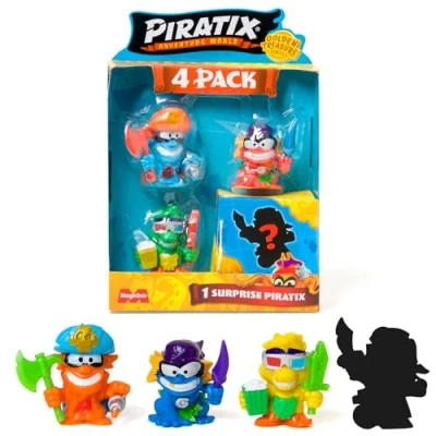 Image of Piratix Golden Treasure Series 4 pack. Includes (1 surprise) and accessories. Pack 1 out of