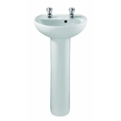 Image of Twyford Alcona Two Tap Hole Hand Rinse Washbasin 400mm X 330mm Ar4812Wh