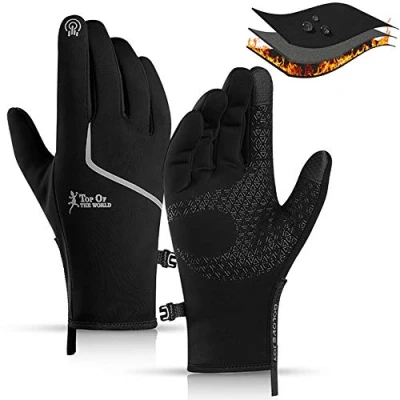 Image of CXW Winter Cycling Gloves, Waterproof Touch Screen Full Finger Warm Gloves for Men &amp; Women (Black&amp;Silver, XXL)