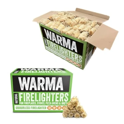 Image of 400 Natural Firelighters Eco Wood Wool Firestarters Sustainabe Ready to Burn &amp; Non Toxic For Outdoor Garden Open Fires Pizza Ovens BBQ&#039;s Cooking Stove Grills Barbecue Burner Fire Pits