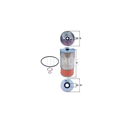 Image of 0001802509, 6161800009, 6161800510, A0001802509, A6161800009 Oil Filter MAHLE ORIGINAL OX 78D1 Insert MERCEDES BENZ: MB 100 Platform/Chassis