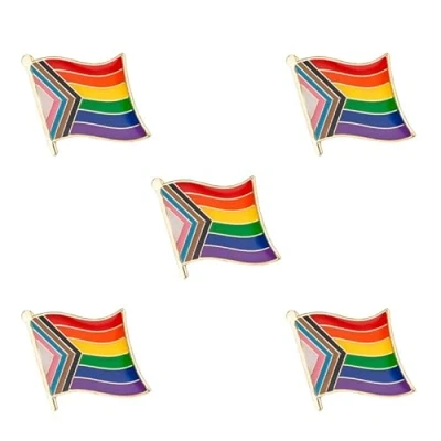 Image of Progress Pride Flag Metal Badge Lapel Pin Brooch 5pcs