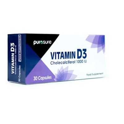 Image of Vitamin D3 1000 IU 30 Capsules High Potency, Easy to Swallow Pure D Softgel Supplements Helps Boost Health and Immune System
