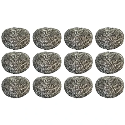 Image of 12 Pack Stainless Steel Scourers 6cm x 3 cm, Heavy Duty Scrubbers For Removing Stains, Burns and Dirt Metal Washing Up Sponges, Scouring Pads, Tough &amp; Effective Cleaning Pads