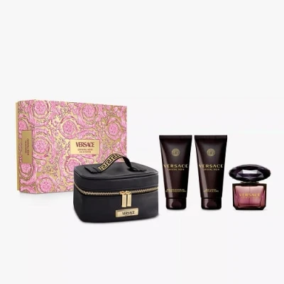 Image of Versace Crystal Noir Gift Set 90ml EDP + 100ml Body Lotion Shower Gel Pouch