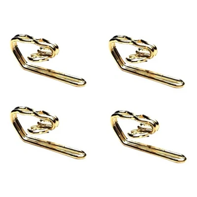 Image of Merriway BH03671 (50 Pcs) EB Curtain Header Tape Drapery Hook Brass Plated Metal Pack of 50 Pieces