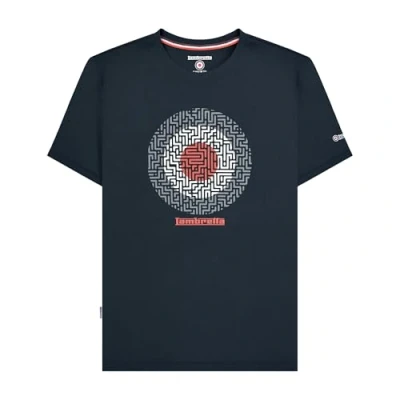 Image of Lambretta Mens Geo Target Logo Short Sleeve Crew Neck Tee T Shirt Navy 4XL