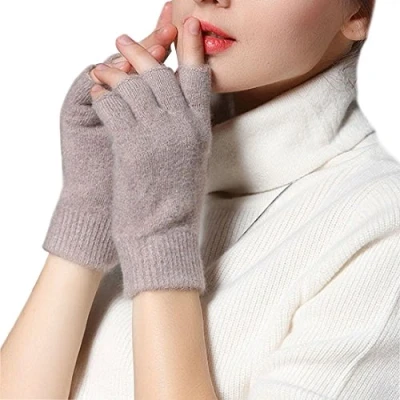 Image of Lerben® Fashion Men Women&#039;s Soft Cashmere Warm Fingerless Gloves Autumn Winter Hand Wrist Warmer Mitten (F Tawny)