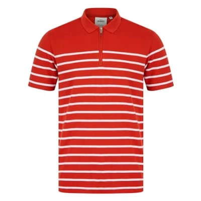 Image of Tokyo Laundry Men&#039;s Yarn Dyed Stripe Cotton Pique Zip Fasten Polo Shirt