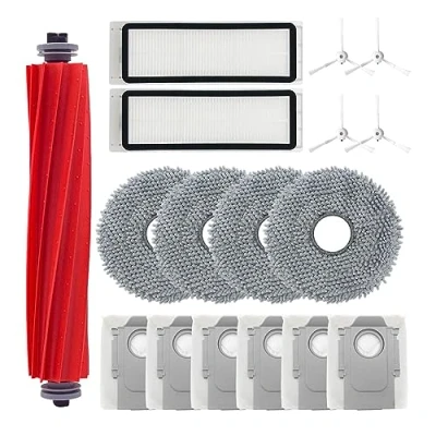 Image of Odashen 17PCS Accessories Set Replacement for Roborock Q Revo/Roborock P10 Robot Vacuum Cleaner Including Main Brush, Mop Cloth, Dust Bag, Filter, Side Brush (White)