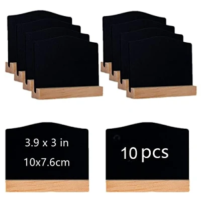 Image of 10pcs Mini Chalkboard with Support Easels, Double Sided Chalk Board Signs, Small Blackboard Message Tabletop Wooden Stands for School, Sign, Wedding, Party, Food Signs