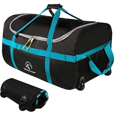 Image of REDCAMP 85L Duffle Bag with Wheels, Large Foldable Travel Duffel Luggage Rollers…