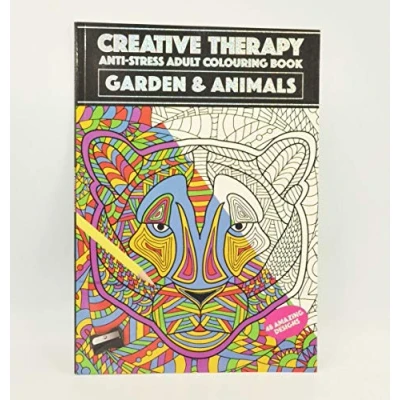 Image of Creative Colour Therapy A4 Anti Stress Adult Colouring Book Garden &amp; Animals
