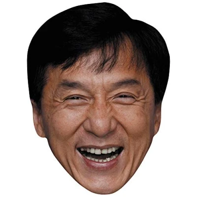 Image of Jackie Chan (Laugh) Celebrity Mask, Flat Card Face, Fancy Dress Mask
