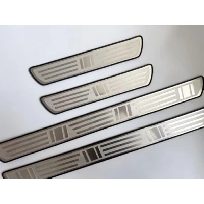 Image of SANSHAOWUDI 4Pcs Car Door Sill Scuff Plate for VW Tiguan/Allspace 2016 2024, Welcome Pedal Guard Kick Plates Threshold Cover Stainless Steel Protector Auto Accessories,B