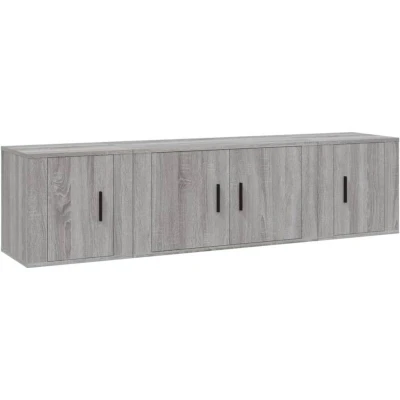 Image of vidaXL 3 Piece TV Cabinet Set Grey Sonoma Engineered Wood