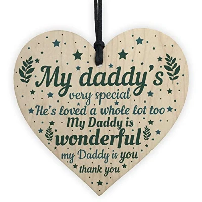Image of RED OCEAN Daddy Wooden Heart Fathers Day New Dad To Be Gift Baby Shower Pregnancy Handmade Keepsake