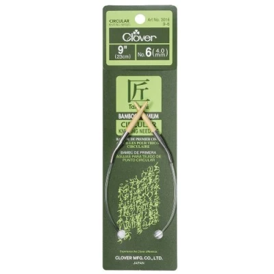 Image of Clover Takumi Bamboo Circular Knitting Needles 9&quot; Size 6/4mm