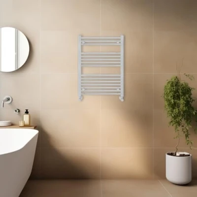 Image of Warmehaus Contemporary Straight Bathroom Ladder Radiator Heated Towel Rail Chrome Warmer Central Heating 800 x 600mm