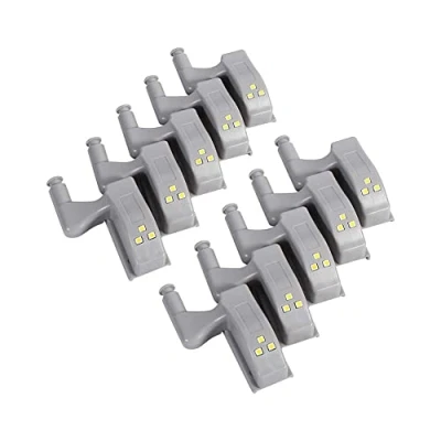 Image of Raguso 10Pcs White Inner Sensor Hinge LED Light Universal Cabinet Cupboard Closet Wardrobe Warm/Cool Home Kitchen (Cool White) Lighting Accessories