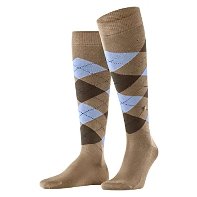 Image of Burlington Men&#039;s Manchester M KH Cotton Long Patterned 1 Pair Knee High Socks, Beige (Beige 4240) new eco friendly, 6.5 11