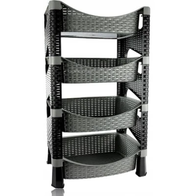 Image of URBNLIVING 4 Tier Shelves Fruit Vegetable Baskets Storage Cart Rack Home Kitchen Organiser (Anthracite)