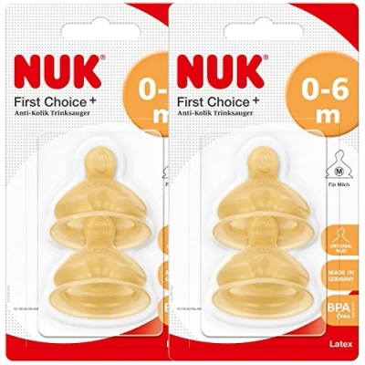 Image of Nuk 10120014 Latex First Choice +, Size 1 (0 6 Months) M, Pack of 2 (2 x blisters)