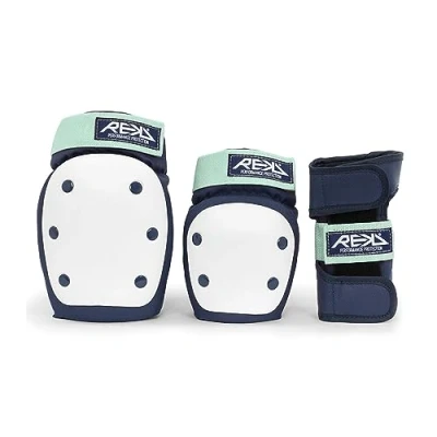 Image of REKD Heavy Duty Triple Pad Set, Complete Protection Pack, Fully Certified for All Action Sports Blue Mint Small