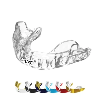 Image of OPRO Instant Custom Fit Mouth Guard, Dentist Mouthguard, Revolutionary Fitting Technology for Ultimate Comfort, Protection &amp; Fit, Gum Shield Rugby, Boxing, Hockey, MMA (Clear, Youth)
