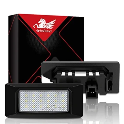 Image of WinPower Error Free 18 SMD LED Number License Plate Light Assembly Cool White Lamps Bulb 6000K for A4 (B8) 4 door sedan, 5 Avant, S4 (B8), A5/S5, Q5, TT/TT RS, 2 Pieces