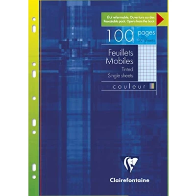 Image of Clairefontaine Ref 1744C Single Coloured Sheets (100 Sheets) A4 in Size, 5/5 Squared Rulings, 90gsm Brushed Vellum Paper, Resealable Pack Pink Colour