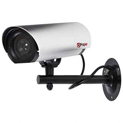 Image of ProperAV Large Imitation Dummy Security Camera Aluminium 23cm Body Silver
