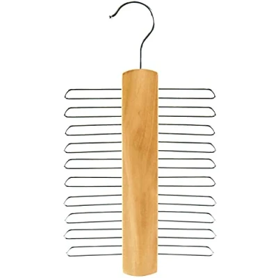 Image of HANGERWORLD Wooden 20 Bar Tie Belt Rack Accessory Organiser Coat Hanger
