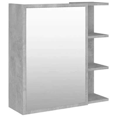 Image of vidaXL Bathroom Mirror Cabinet Concrete Grey 62.5x20.5x64cm Made with Durable Engineered Wood and Acrylic Contemporary Style 5 Compartments