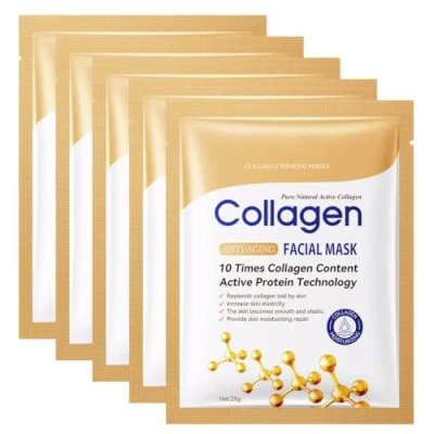 Image of 5pcs Korean Collagen Face Mask, Masks, Mask Real Deep Hydration Set for Soothe, Repair, Hydration, Gentle and Skin Friendly, Suitable All Types