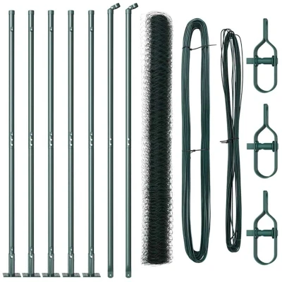 Image of vidaXL Hexagon Fence Green 1.6x10 m Steel