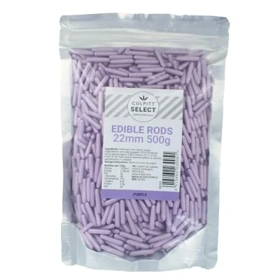 Image of Culpitt Select Sprinkles Purple Sugar Rods, Cake Sprinkle Decorations For Cakes, Cupcakes, Cookies, Ice Cream, and Desserts 22mm 500g