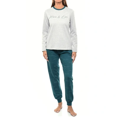Image of Kisses&amp;Love KLP2 WoMens Long Sleeve Plush Winter Pajamas Grey Size X Large