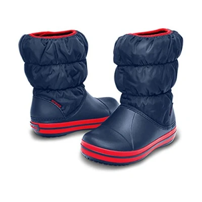 Image of Crocs Unisex Kids Winter Puff Snow Boots, Blue Navy Red, 11 UK Child