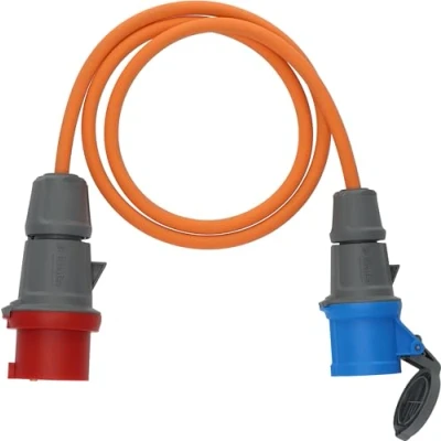 Image of Brennenstuhl Camping Adapter Cable/CEE with 400V/16A CEE plug and 230V/16A socket (1.5m cable in orange, H07RN F 3G2.5, permanent outdoor use IP44, Made Germany)
