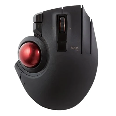 Image of Elecom EX G PRO Trackball Mouse, Wireless Bluetooh, 2.4GHz, USB Wired, 3 Type Connection 8 Button Function, Ergonomic 34mm Smooth Ball, PC/Laptop, Windows11/ MacOS, M XPT1MRXBK