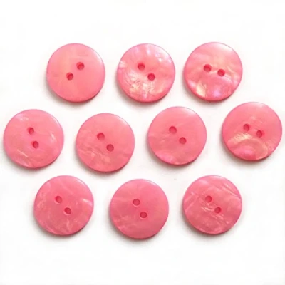 Image of Mother of Pearl Effect Colour Buttons Round 2 Hole Pack 10 (Pink, 13mm)