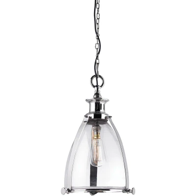Image of Ceiling Pendant Light Clear Glass, Polished Nickel, E27