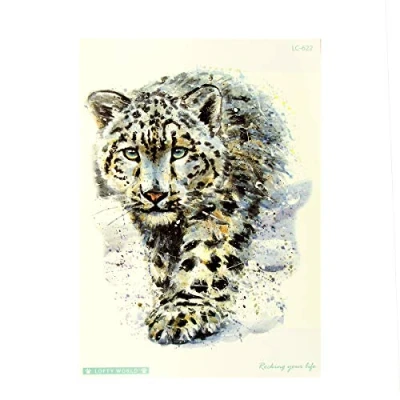 Image of Leopard XL Tattoo watercolour Colored Body Temporary LC622 (1 x Tattoo)
